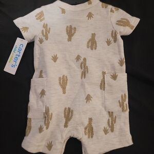 Carter's Cream and Gold Cactus Print Baby Romper